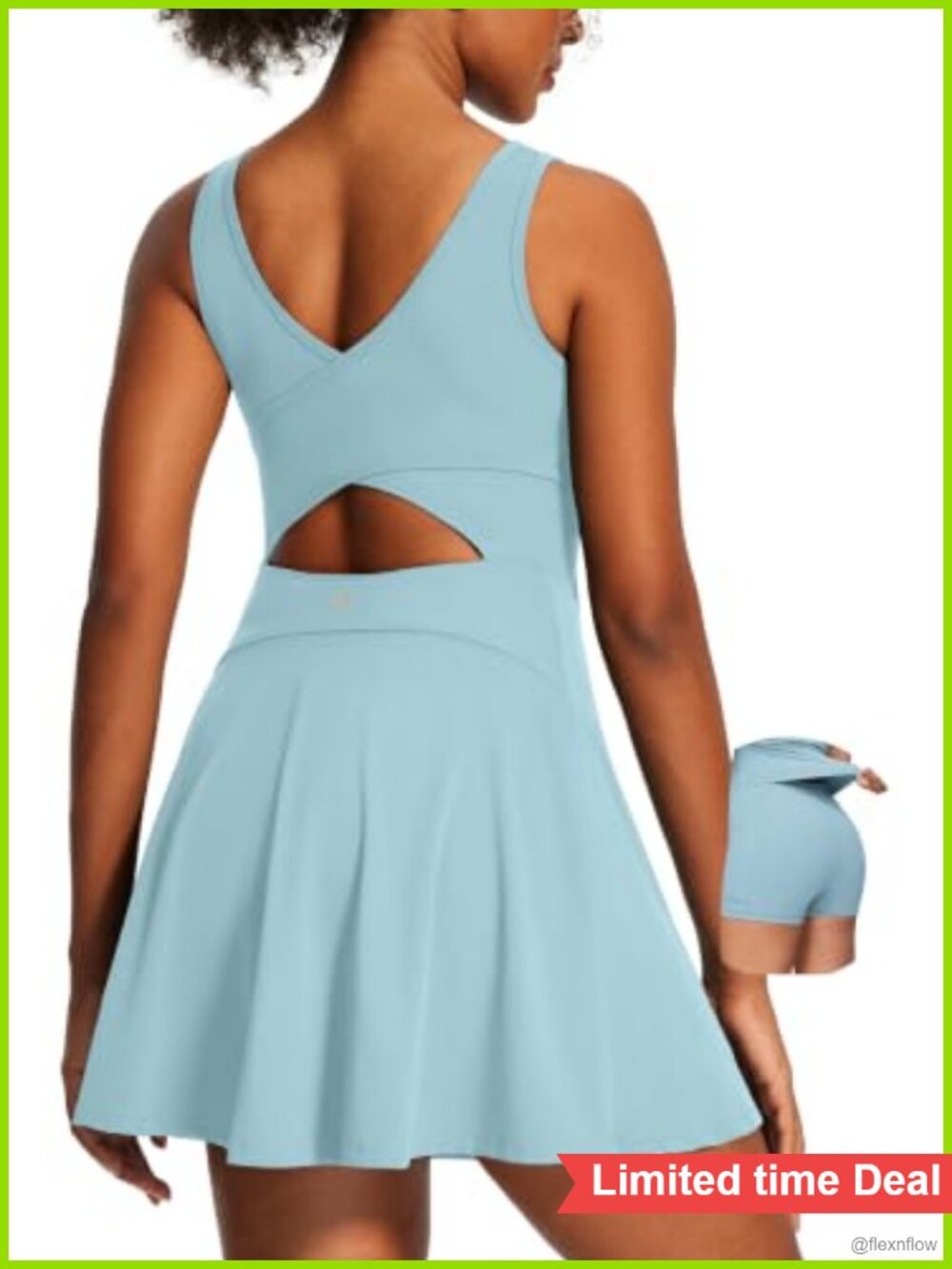 Athletic Tennis Dress with Built-In Shorts Pockets Bra Pads